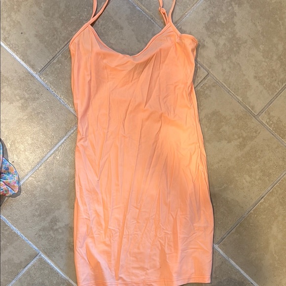 Floral Off-Shoulder Dress w/ orange slip under neath - Picture 5 of 6